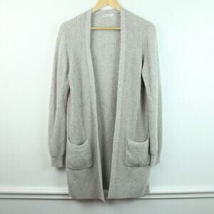 Marine Layer Chunky Knit Pockets Longline Open Cardigan Light Grey Small Lounge